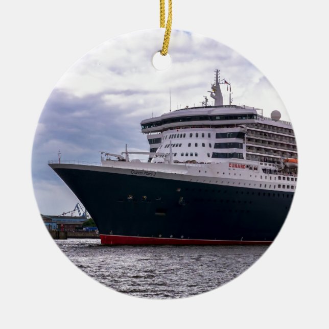 Drottning Mary II i den Hamburg hamnen Julgransprydnad Keramik (Framsidan)