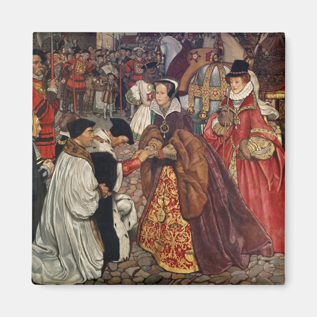 drottning Mary och prinsessan Elizabeth som kommer Magnet (Framsidan)