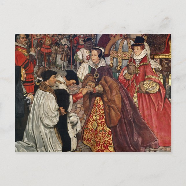 drottning Mary och prinsessan Elizabeth som kommer Vykort (Framsida)