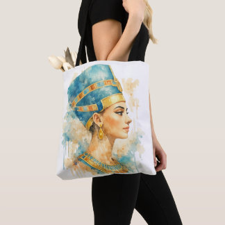 Drottning Nefertiti Akvarell Forntida Egyptisk Kon Tygkasse