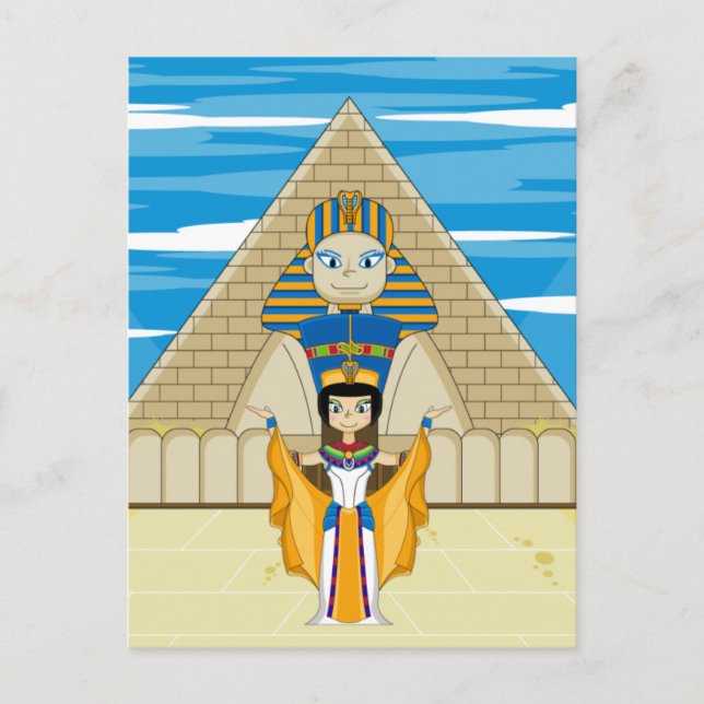 drottning Nefertiti och Gizas Underbara sfinx Vykort (Framsida)
