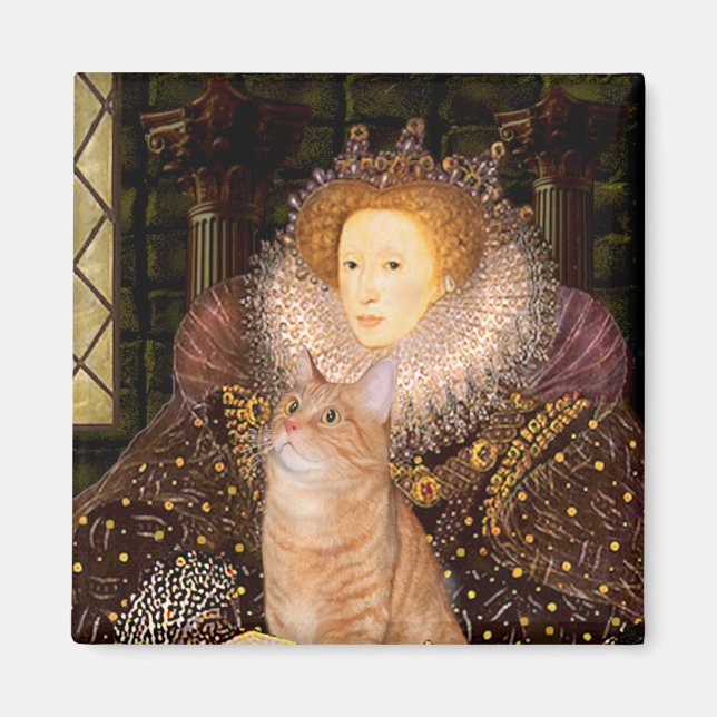 Drottning - Orange Tabby katt 46 Magnet (Framsidan)
