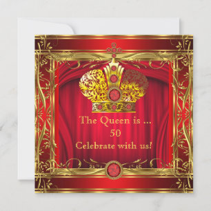 Drottning Regal Red Gold 50-årsfest Inbjudningar