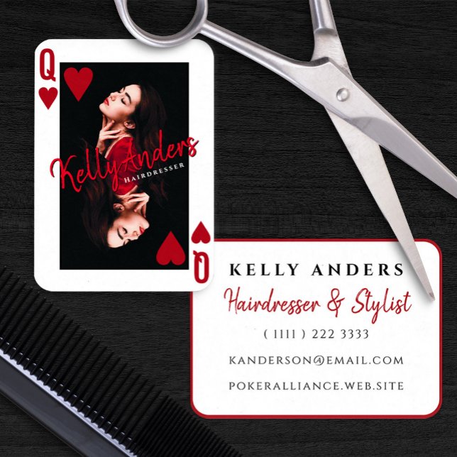 Drottning som spelar upp kvinninfotosdressor visitkort (Queen Playing Feminine Photo Hairdresser Business Card)