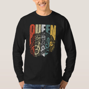 Drottning Stark Svart Kvinna Afro Naturligt Hår Vi T Shirt