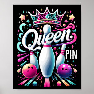 Drottning stift skjorta bowlare bowling liga för b poster