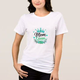 Drottning Teal Krona Blommig T Shirt
