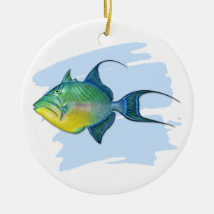 Drottning Triggerfish Ceramic Ornamic Julgransprydnad Keramik