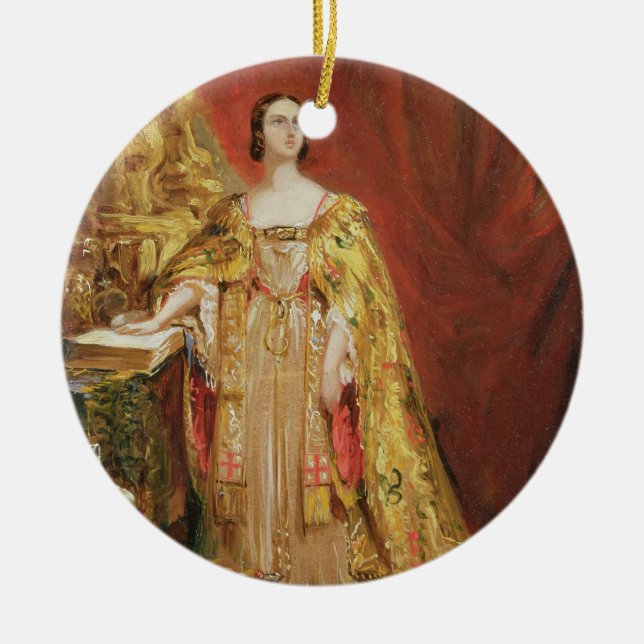 Drottning Victoria (1819-1901) som tar Julgransprydnad Keramik (Framsidan)