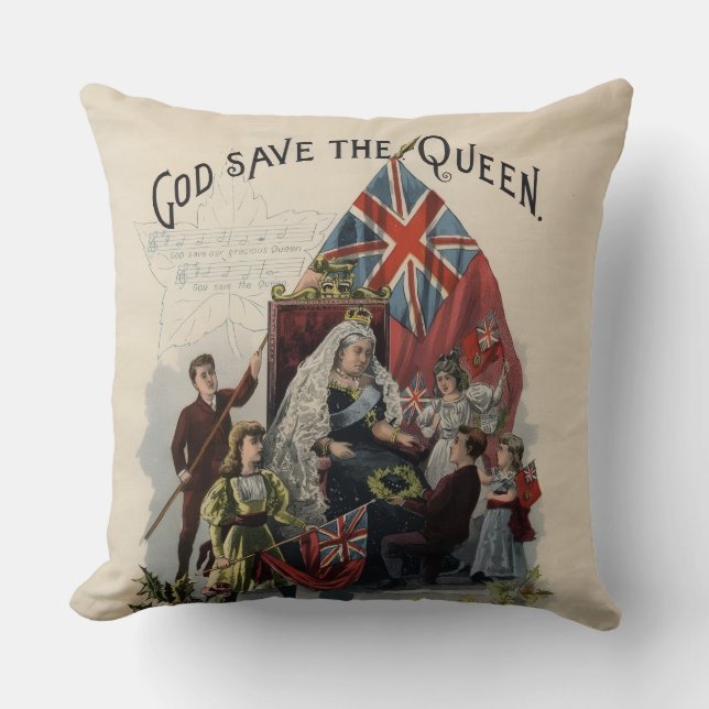Drottning Victoria "God save the Queen" Kudde (Framsida)