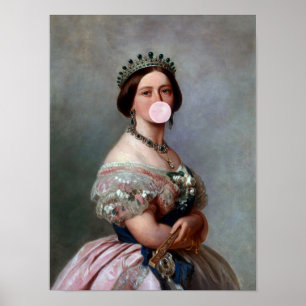 Drottning Victoria rosa satin blåser rosa tuggummi Poster