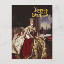 DROTTNING VICTORIA SOM BLÅSER ROSEBUBBELGUM VYKORT