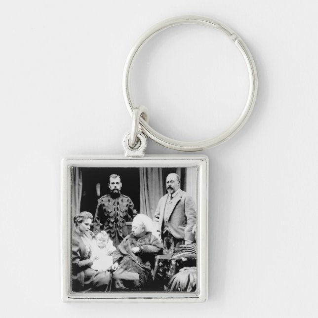 Drottning Victoria, Tsar Nicholas II Fyrkantig Silverfärgad Nyckelring (Framsidan)