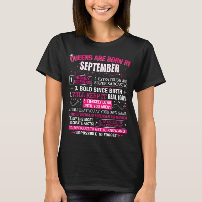 Drottningar Föds i September T Shirt (Framsida)