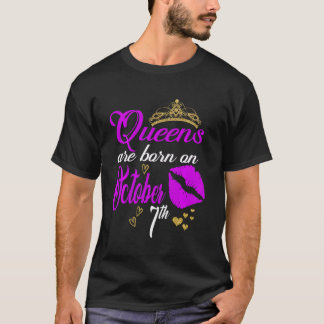 Drottningar Föds På 7:e Oktober Vågen Födelsedagsf T Shirt
