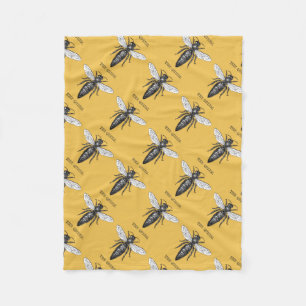 Drottningbi Insekt Antik Illustration Fleecefilt