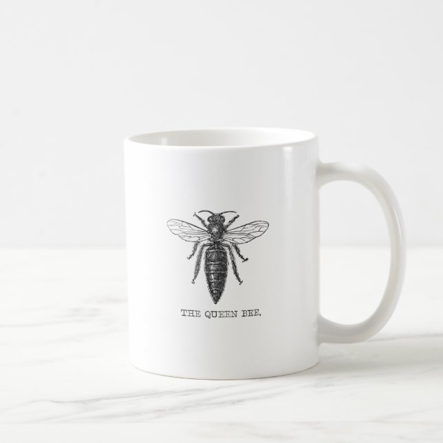 Drottningbi Insekt Antik Illustration Kaffemugg (Höger)