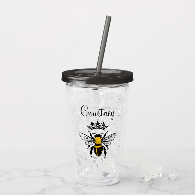 Drottningbi Monogram Take Away Mugg (Baksida Ice)