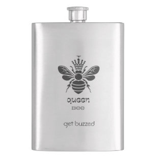 Drottningbi "Stay Buzzed" Rostfritt Stål Fickplunta
