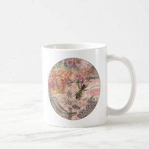 Drottningbi Vintage Vacker Kollage Kaffemugg