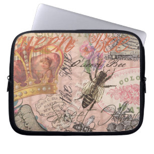Drottningbi Vintage Vacker Kollage Laptop Sleeve