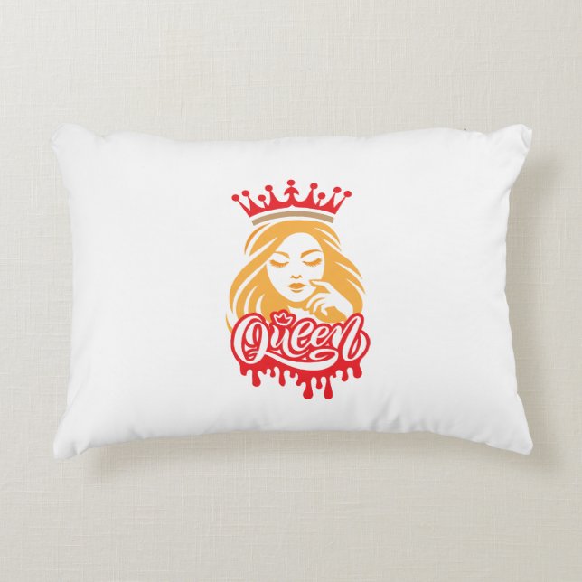 Drottningdesign – Elegant Royal Crown-typografi fö Prydnadskudde (Framsidan)