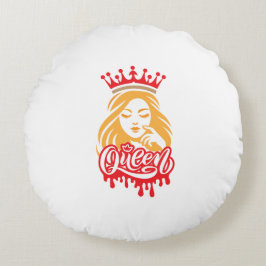 Drottningdesign – Elegant Royal Crown-typografi fö Rund Kudde