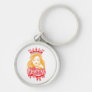 Drottningdesign – Elegant Royal Crown-typografi fö Rund Silverfärgad Nyckelring
