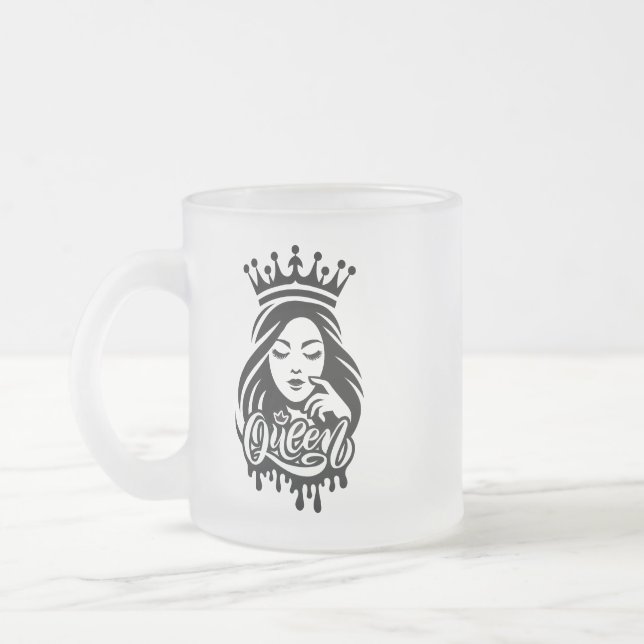 Drottningdesign – Elegant Royal Krona Frostad Glasmugg (Vänster)
