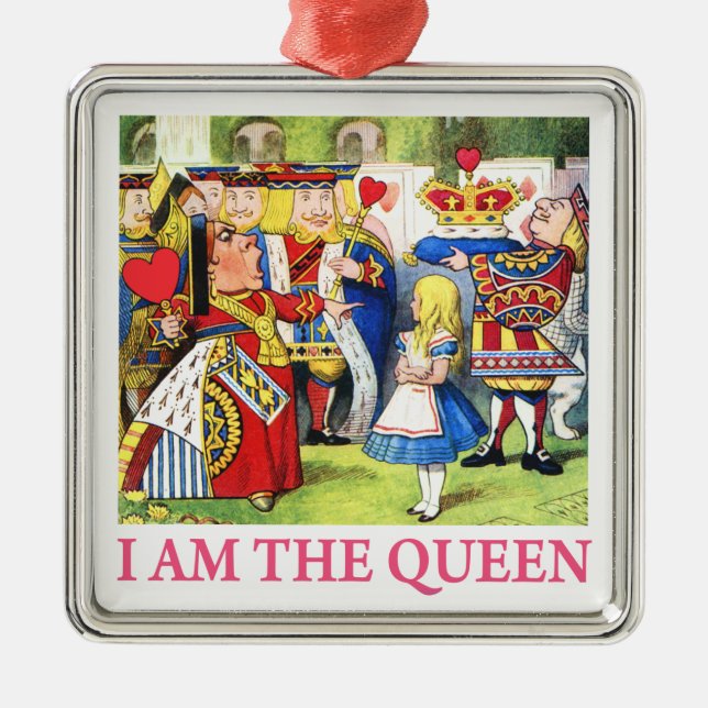Drottningen av hjärtor berättar Alice, "mig Julgransprydnad Metall (Framsidan)