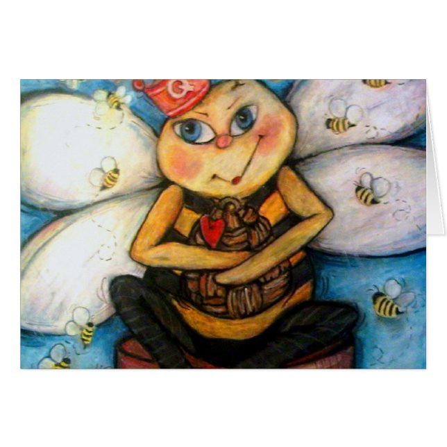 Drottningen "B" av bikupan Hälsningskort (Framsidan Horizontal)