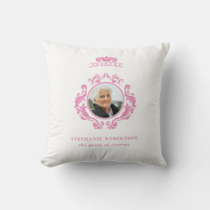 Drottningen Breast Cancer Rosa Photo Namn Kudde