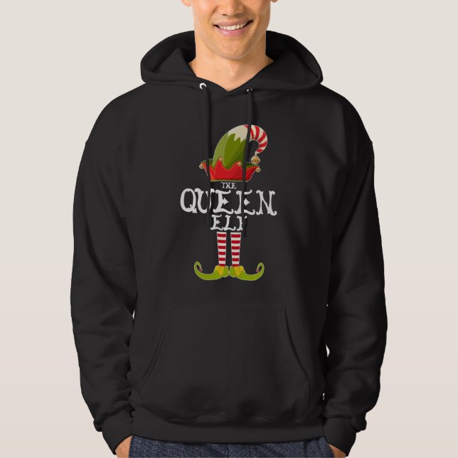 Drottningen Elf Funny jul Gift Matching Family Hoodie (Framsida)