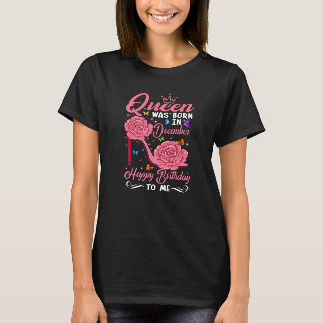 Drottningen föddes i december Grattis på födelseda T Shirt (Framsida)