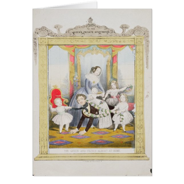 Drottningen och princen Albert hemma Hälsningskort (Framsidan)