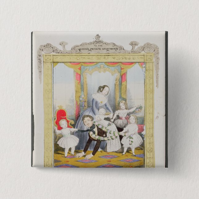 Drottningen och princen Albert hemma Knapp (Framsida)