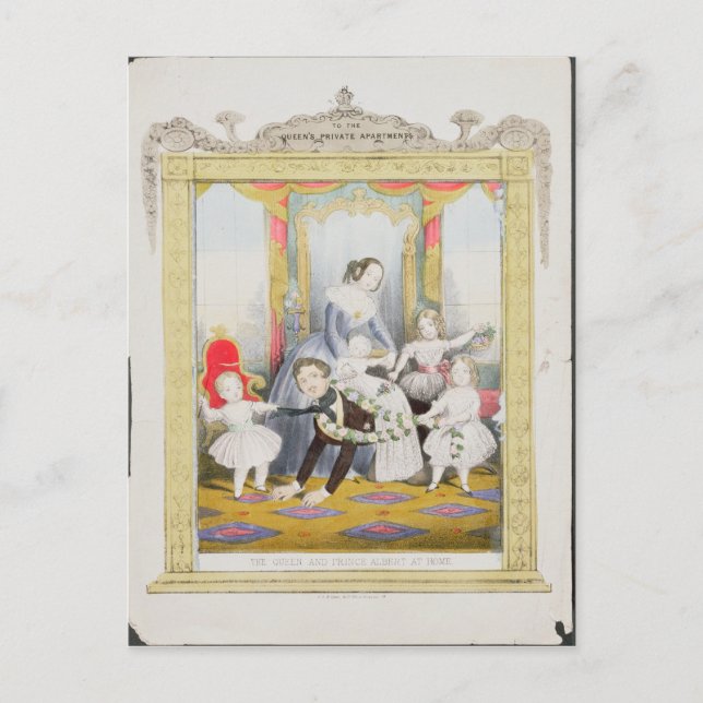 Drottningen och prins Albert hemma Vykort (Framsida)