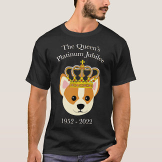 Drottningen Platinum Jubilee Corgi med Krona Hund T Shirt
