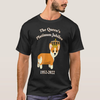 Drottningen Platinum Jubilee Corgi med Krona Hund  T Shirt