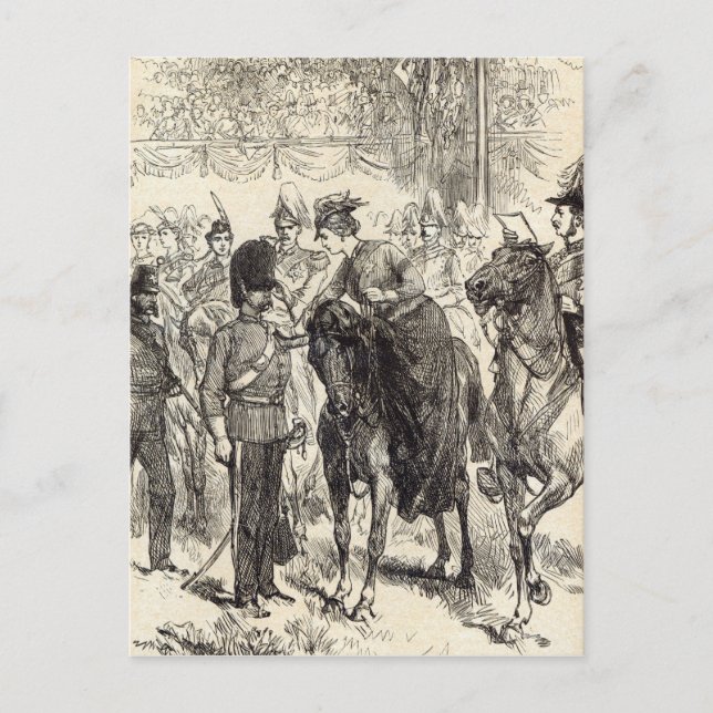 Drottningen som distribuerar Victoria Kor Vykort (Framsida)