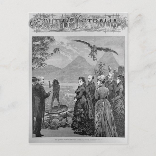 Drottningens besök vid den sydaustraliska domstole vykort (Framsida)