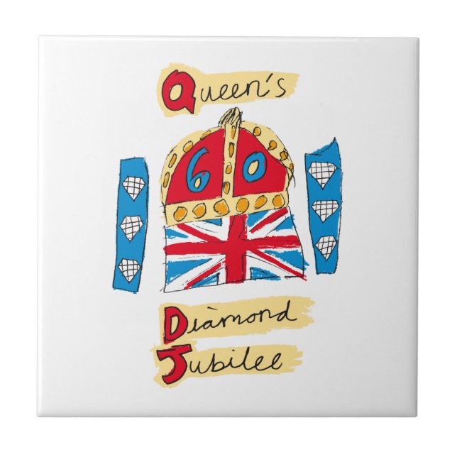 Drottningens Diamond Jubilee Emblem Kakelplatta (Framsidan)