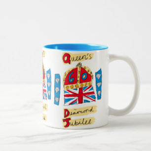 Drottningens Diamond Jubilee Emblem Två-Tonad Mugg