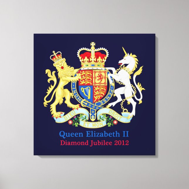 Drottningens Diamond Jubilee-Vapensköld Canvastryck (Framsida)
