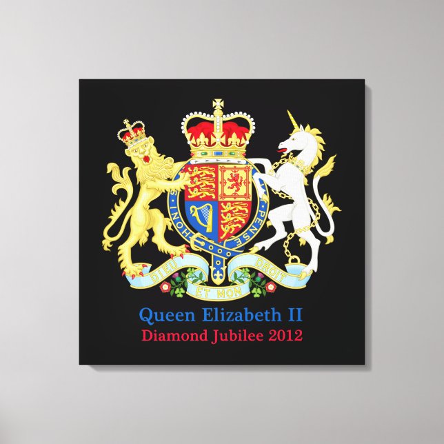 Drottningens Diamond Jubilee-Vapensköld Canvastryck (Framsida)