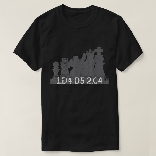 Drottningens Gambit Schacköppningsdesign T Shirt (Design framsida)