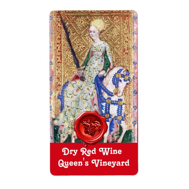 DROTTNINGENS VINDRÅVES RÖDA VIN VAXSIGILL/ANTIKA T FRAKTSEDEL (Framsidan)
