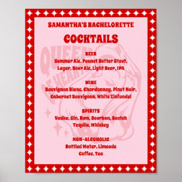 Drottninghjärtans Sällskapsdame Cocktail Meny Skyl Poster