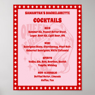 Drottninghjärtans Sällskapsdame Cocktail Meny Skyl Poster