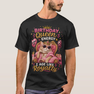 Drottningkatt Födelsedags Kronpart Design T Shirt